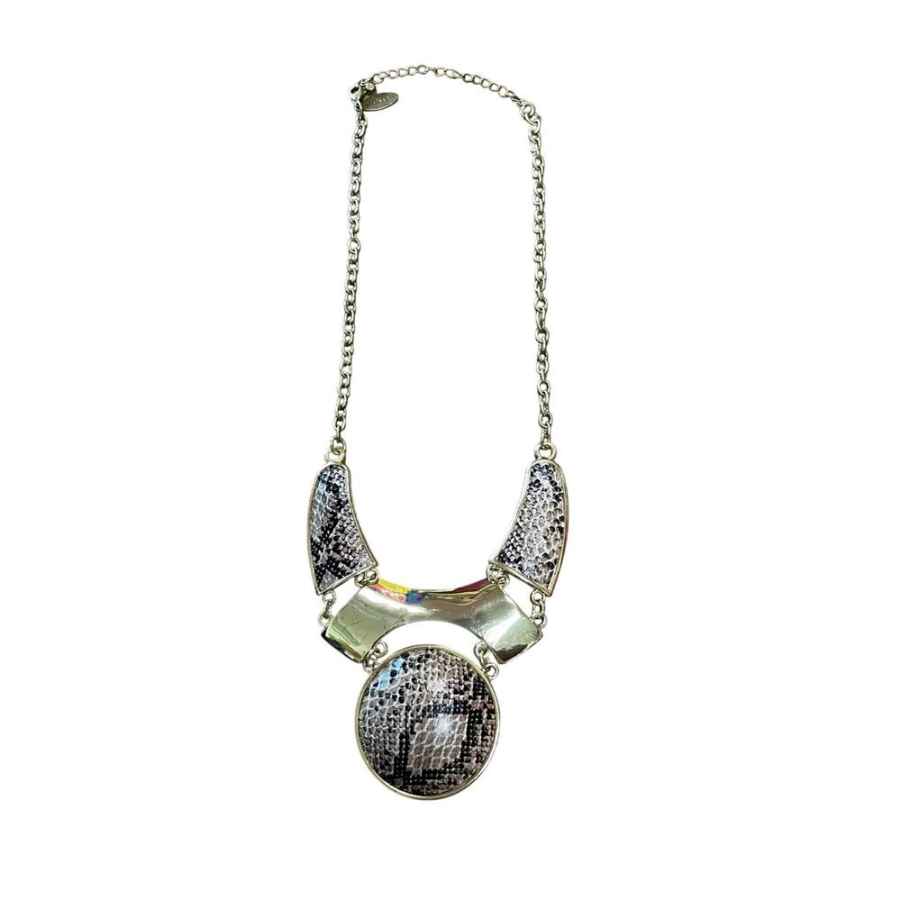 Mark.‎ Gold Tone Statement Necklace with Snakeskin Print Accents